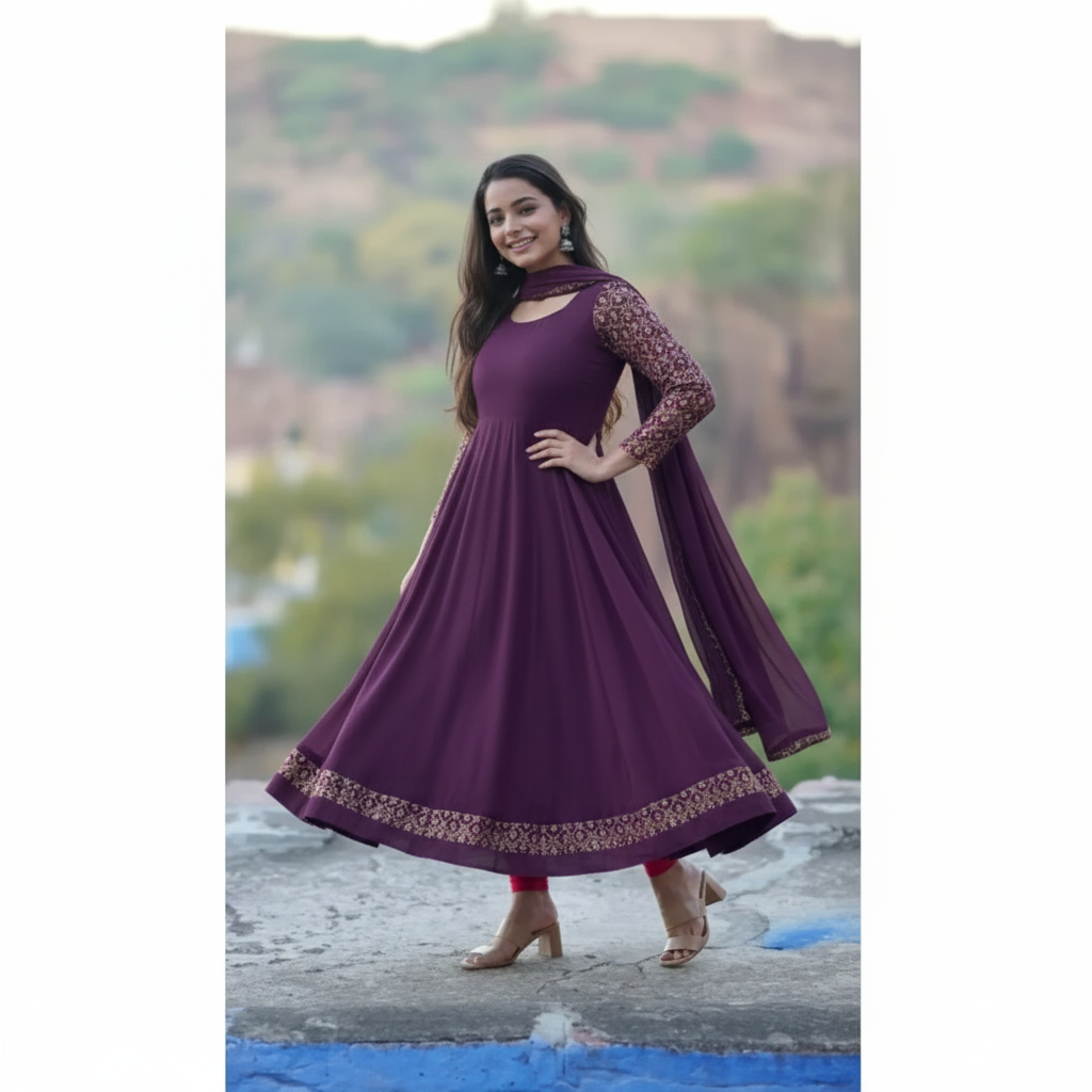 Designer Burgundy Ethnic Wear
