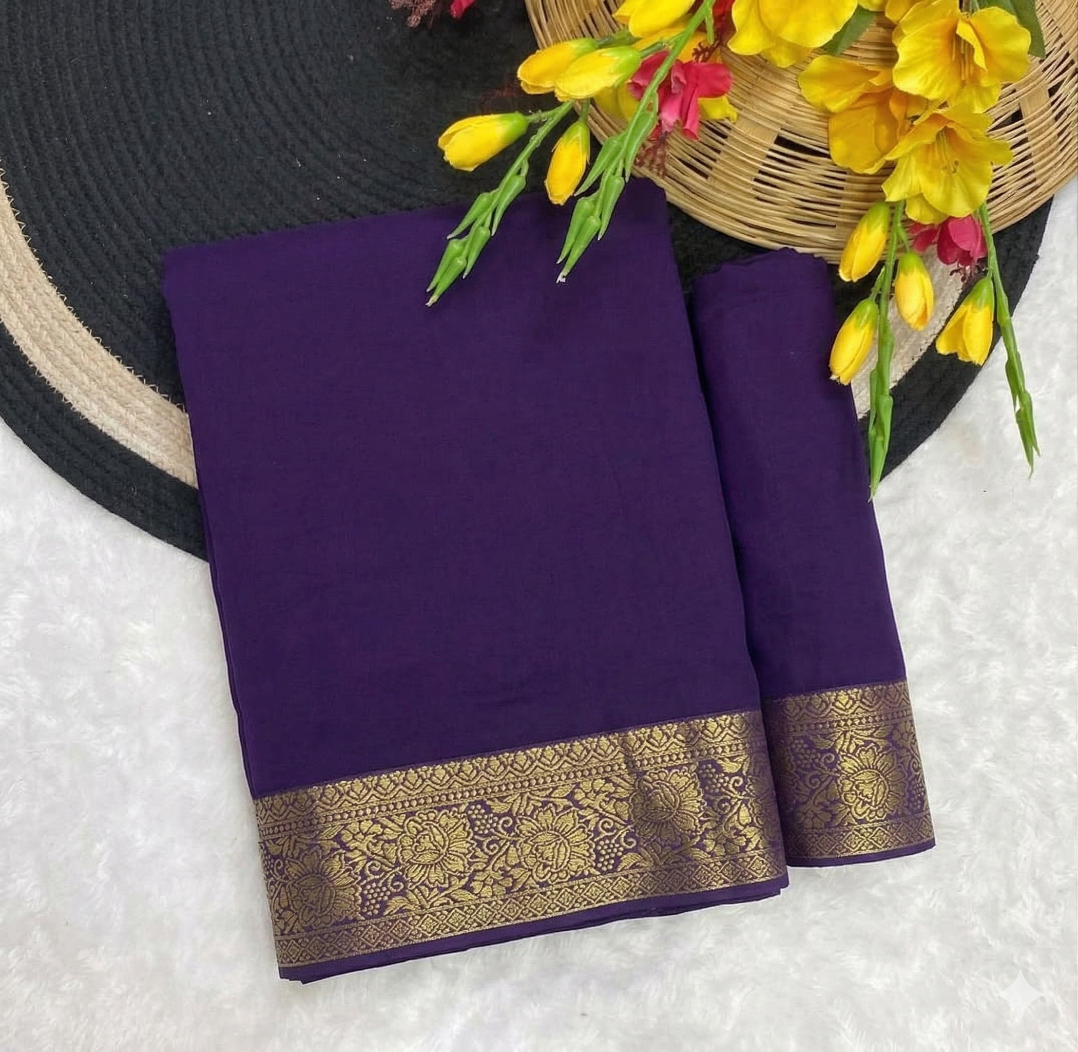 Purple Silk Printed Saree