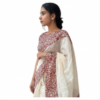 White Linen Printed Saree