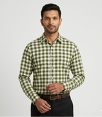 Men's Green Cotton Blended Shirt