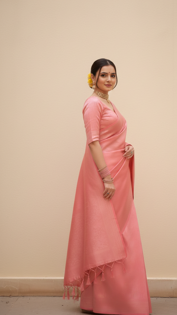 Pink Silk Saree