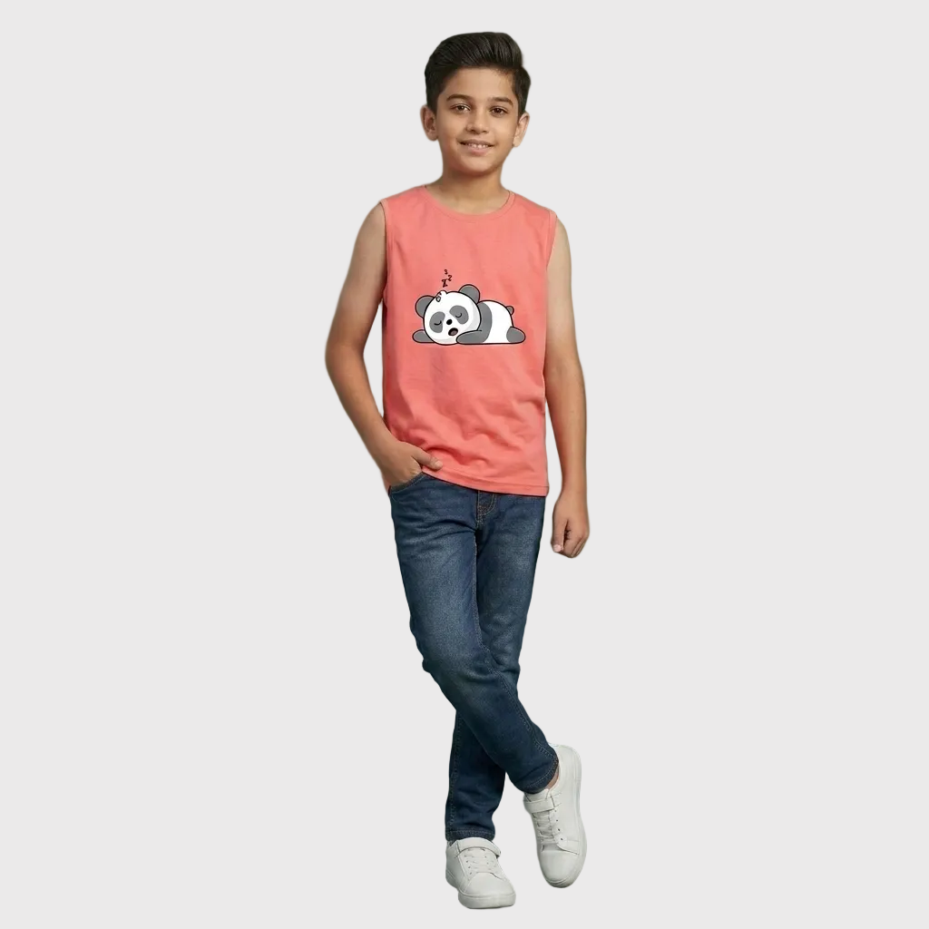 Coral Panda Sleeveless Tee