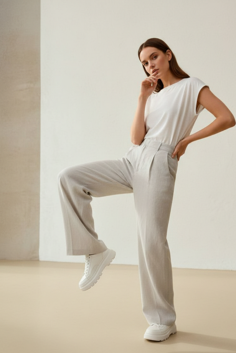 Wide-Leg Linen Trousers