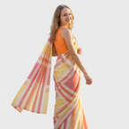 Multicolor Striped Linen Saree