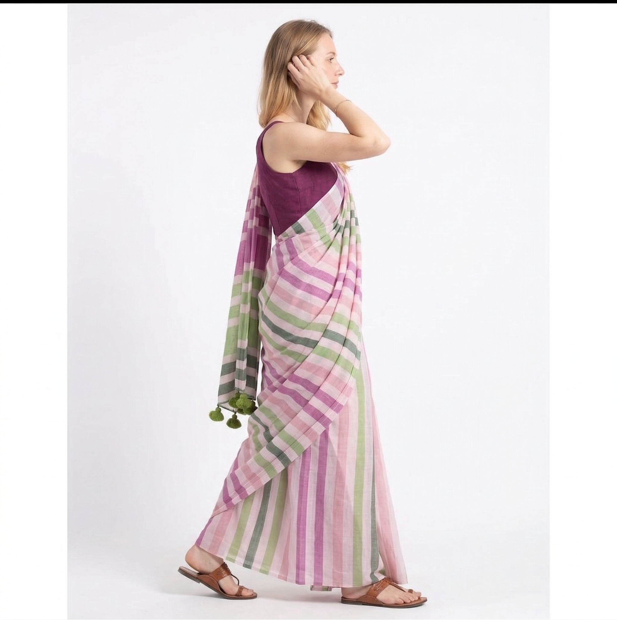 Linen Saree with Tassels