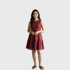 Maroon Sleeveless Tiered Dress