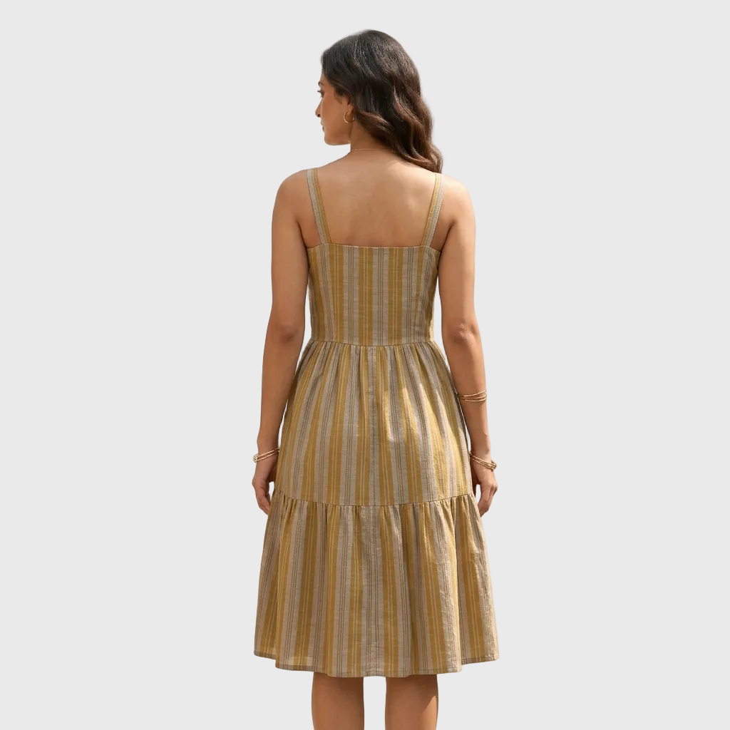 Mustard Stripe Tiered Dress