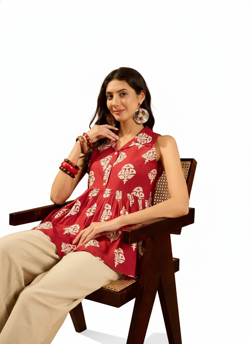 Printed Peplum Tunic