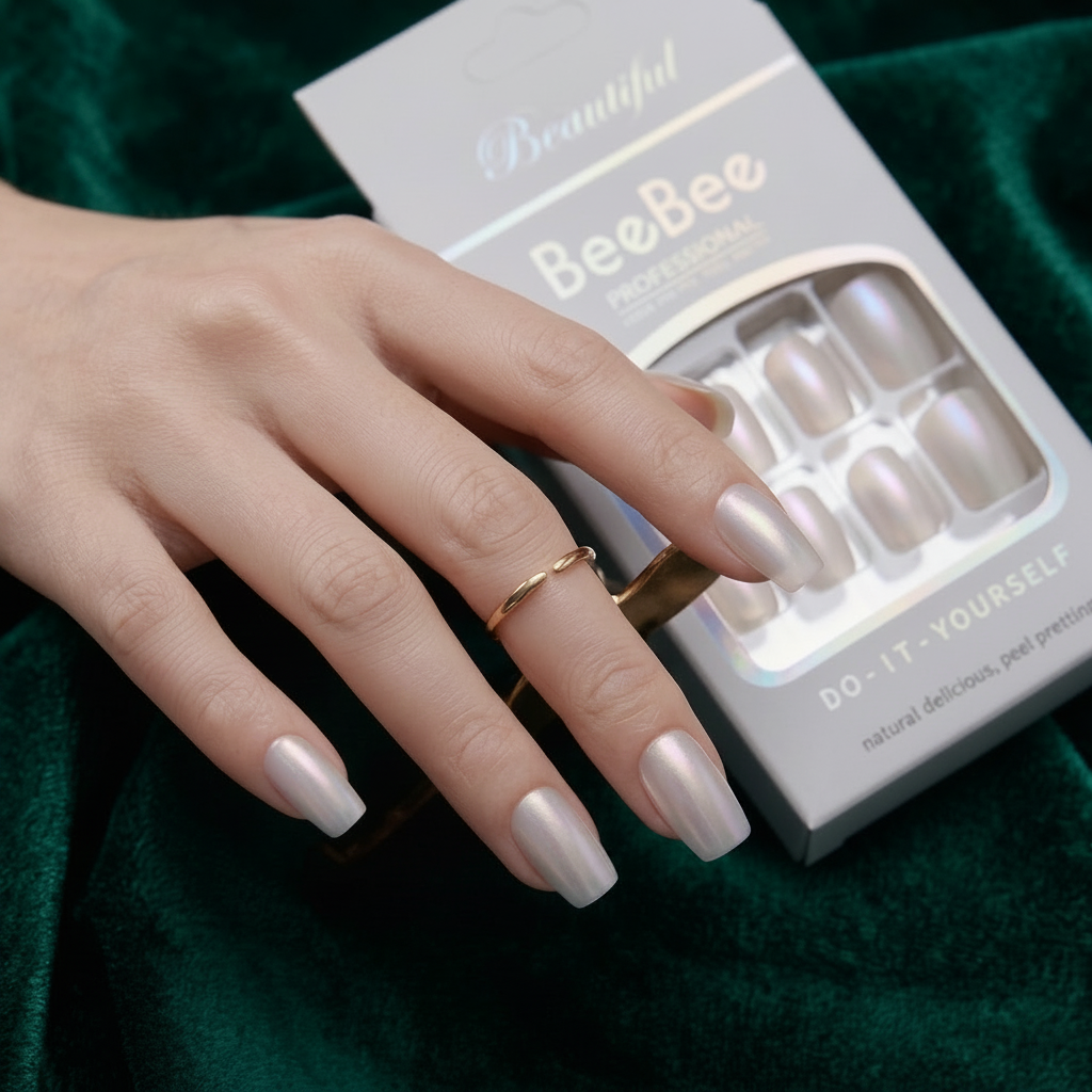 Pearl White Press-On Nails Set