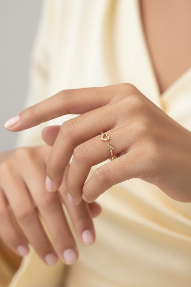 Heart & Arrow Gold Open Ring