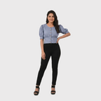 Blue Puff Sleeve Top