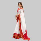 Classic White & Red Silk Saree