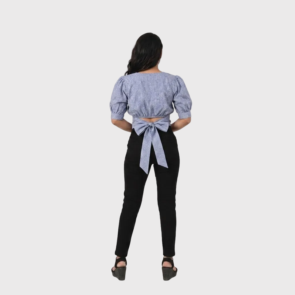 Blue Puff Sleeve Top