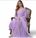 Lavender Chanderi Silk  Salwar Suit set