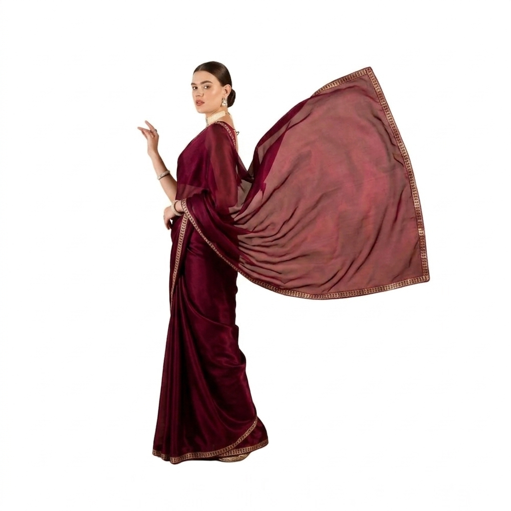 Wine Red Jimmy Choo Saree