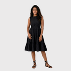 Black Tiered Midi Dress