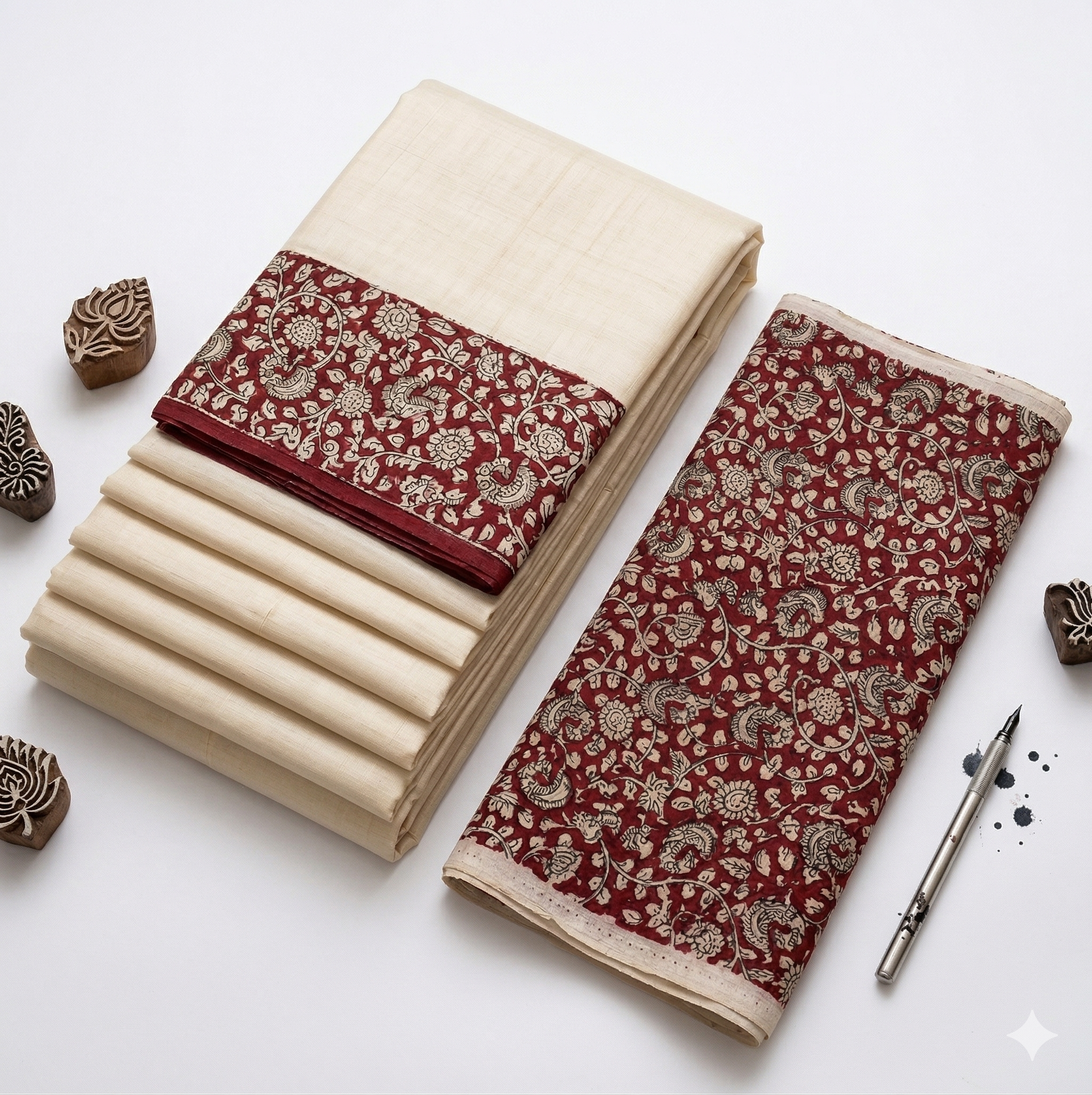 White Linen Printed Saree