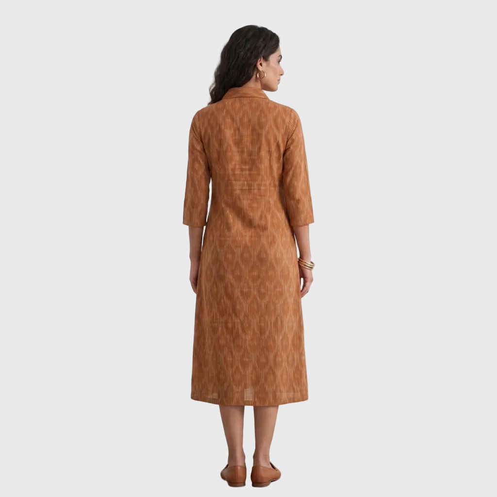 Terracotta Ikat Shirt Dress