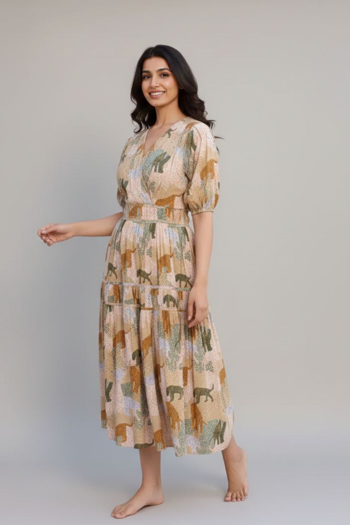 Graceful Wildlife Midi Dress