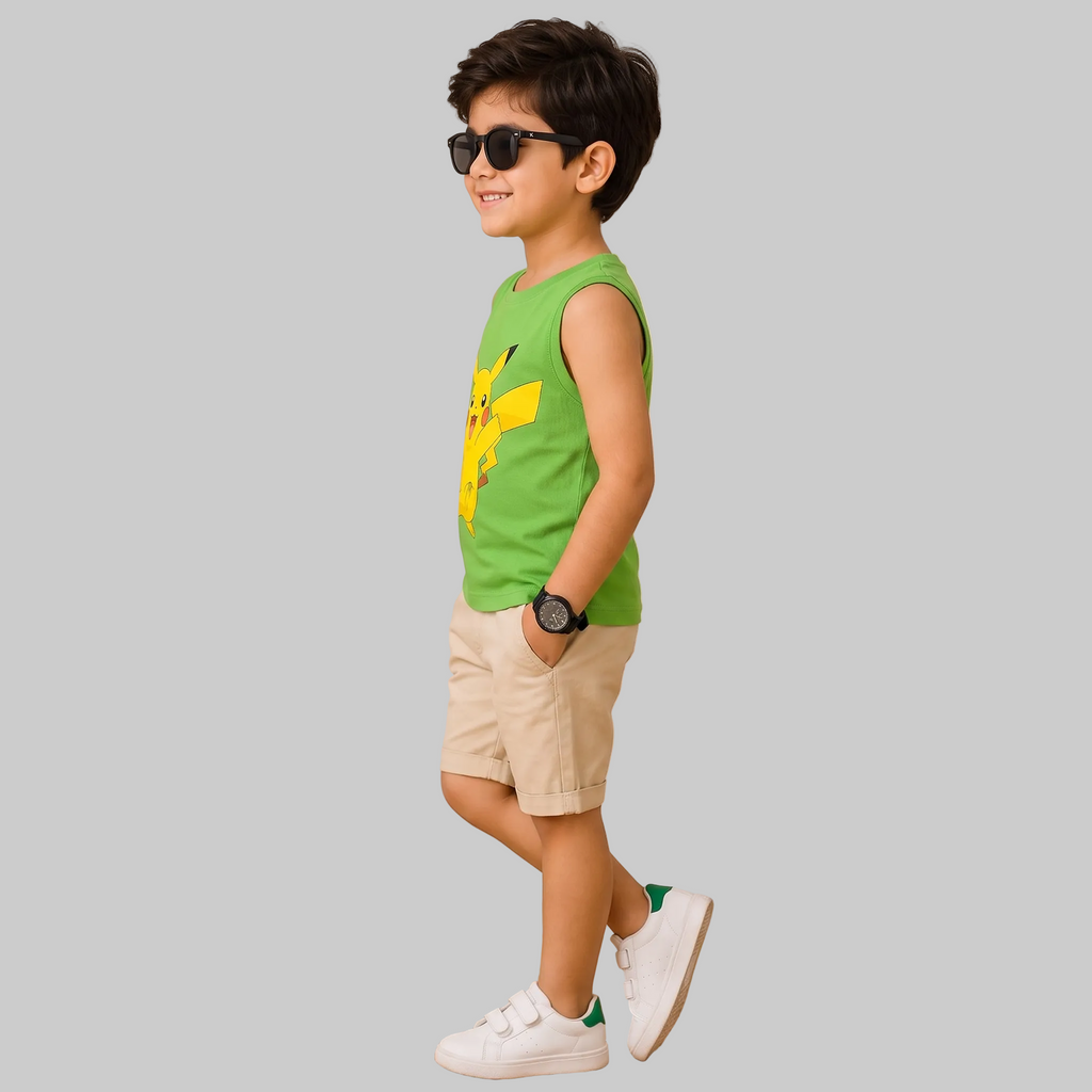 Green Pikachu Sleeveless T-shirt
