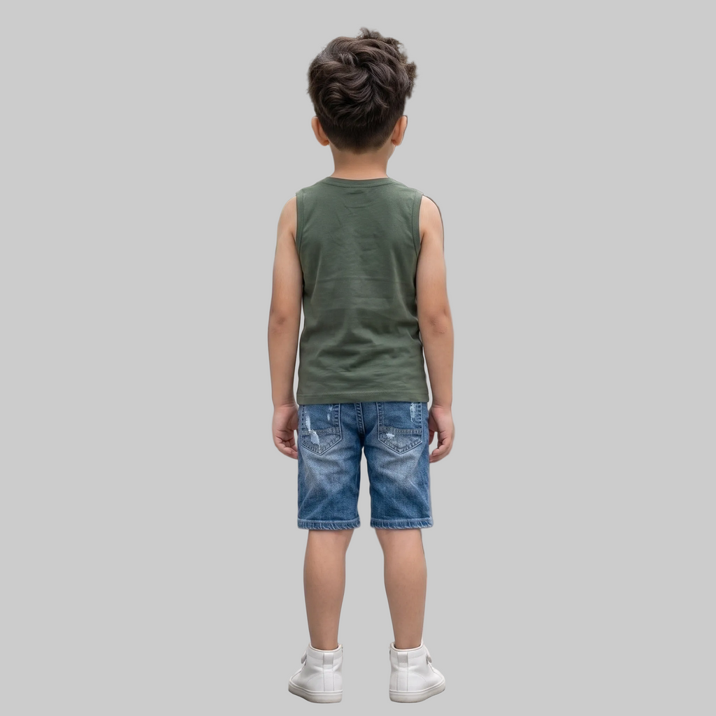 Dark Green Elephant Sleeveless Tee