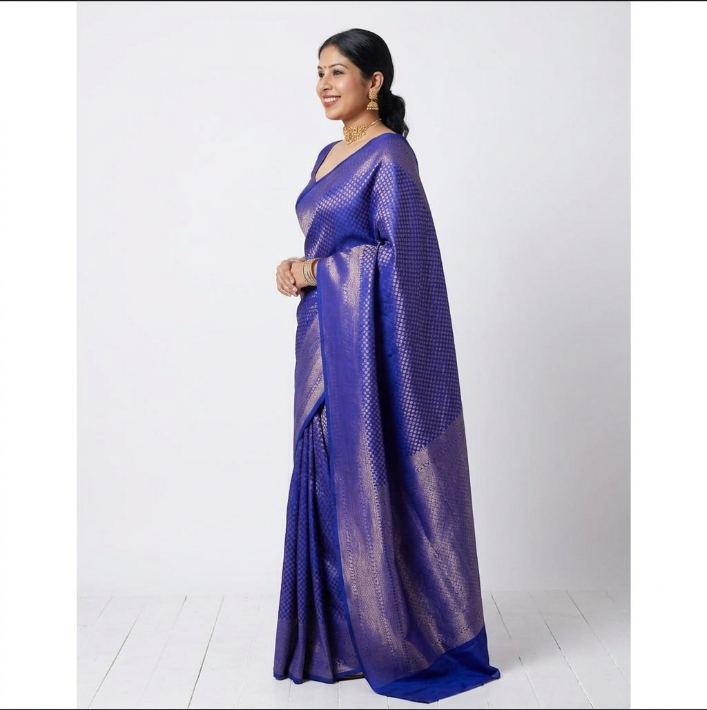Purple Elegance Litchi Silk Saree