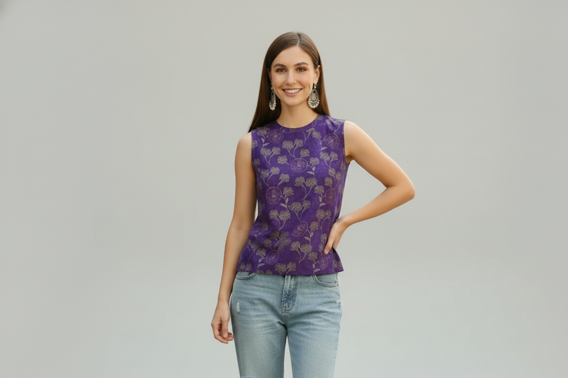 Royal Bloom Jacquard Tank