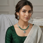 Green Silver Necklace Set