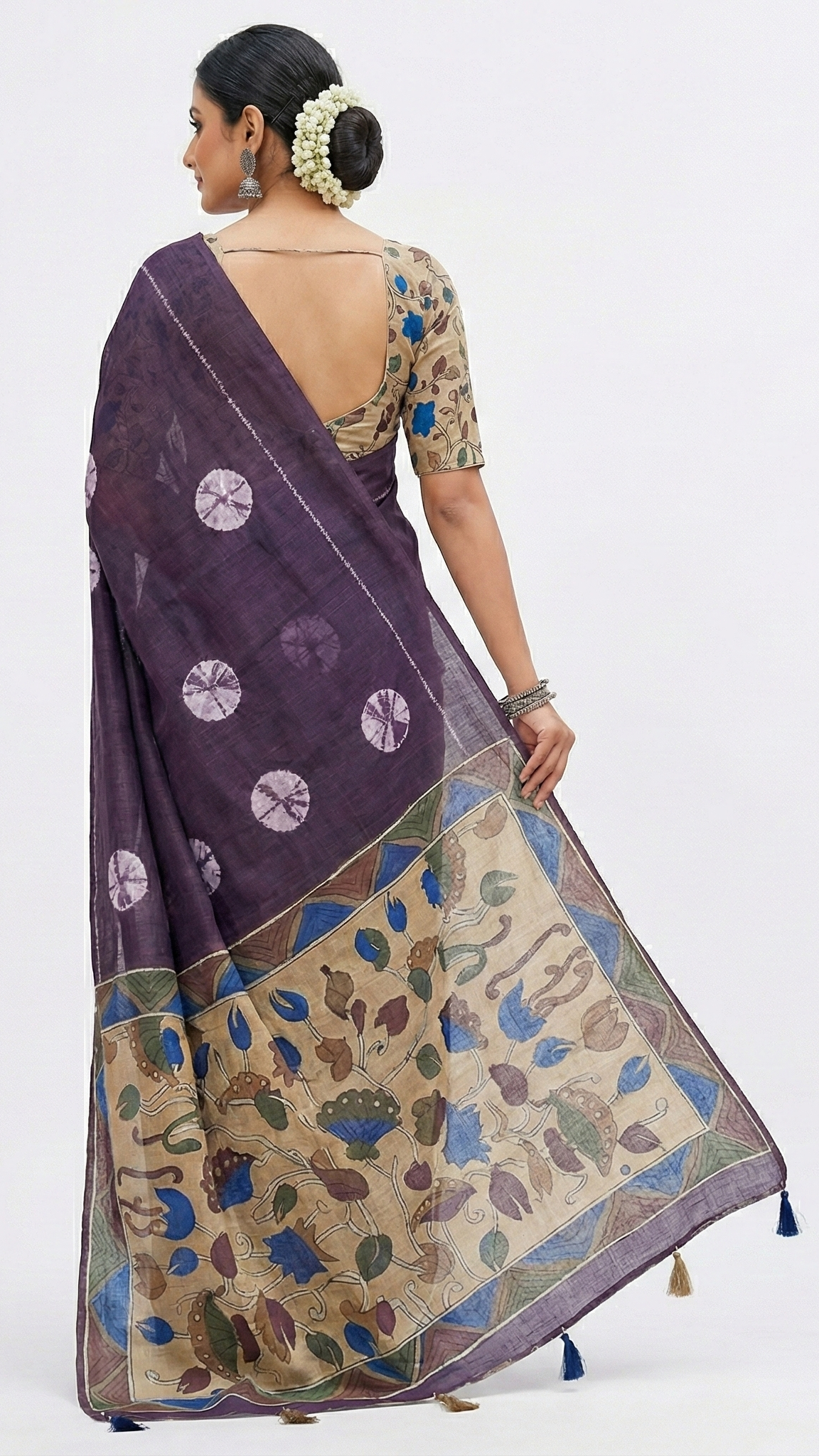 Purple Linen Printed Saree