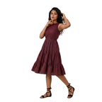 Maroon Tiered Midi Dress