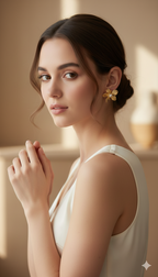 Gold Flower Pearl Stud Earrings