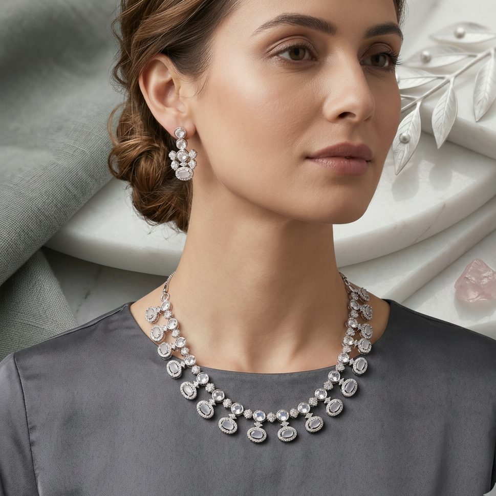 Flawless Crystal Halo Necklace Set
