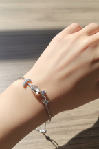 Silver Butterfly Rose Quartz Bracelet