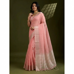 Peach Tissue Checks Saree