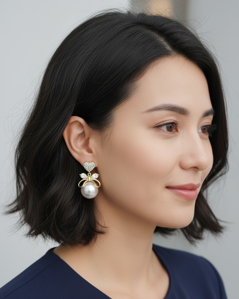 Heart & Pearl Earrings
