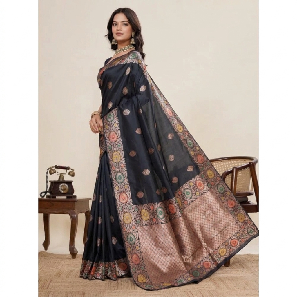 Black Banarasi Silk Saree