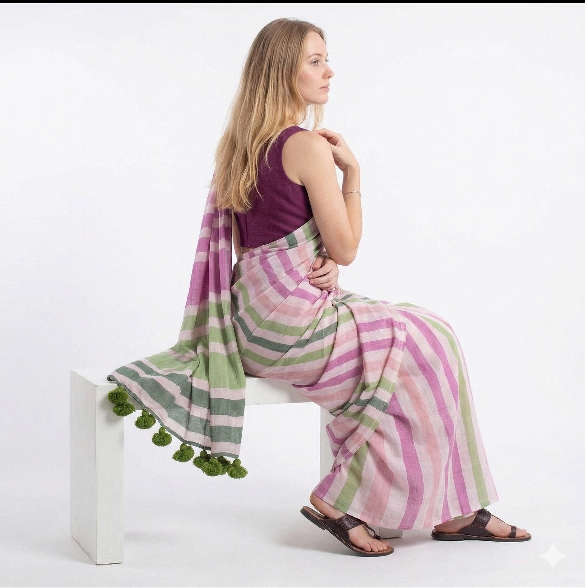 Linen Saree with Tassels