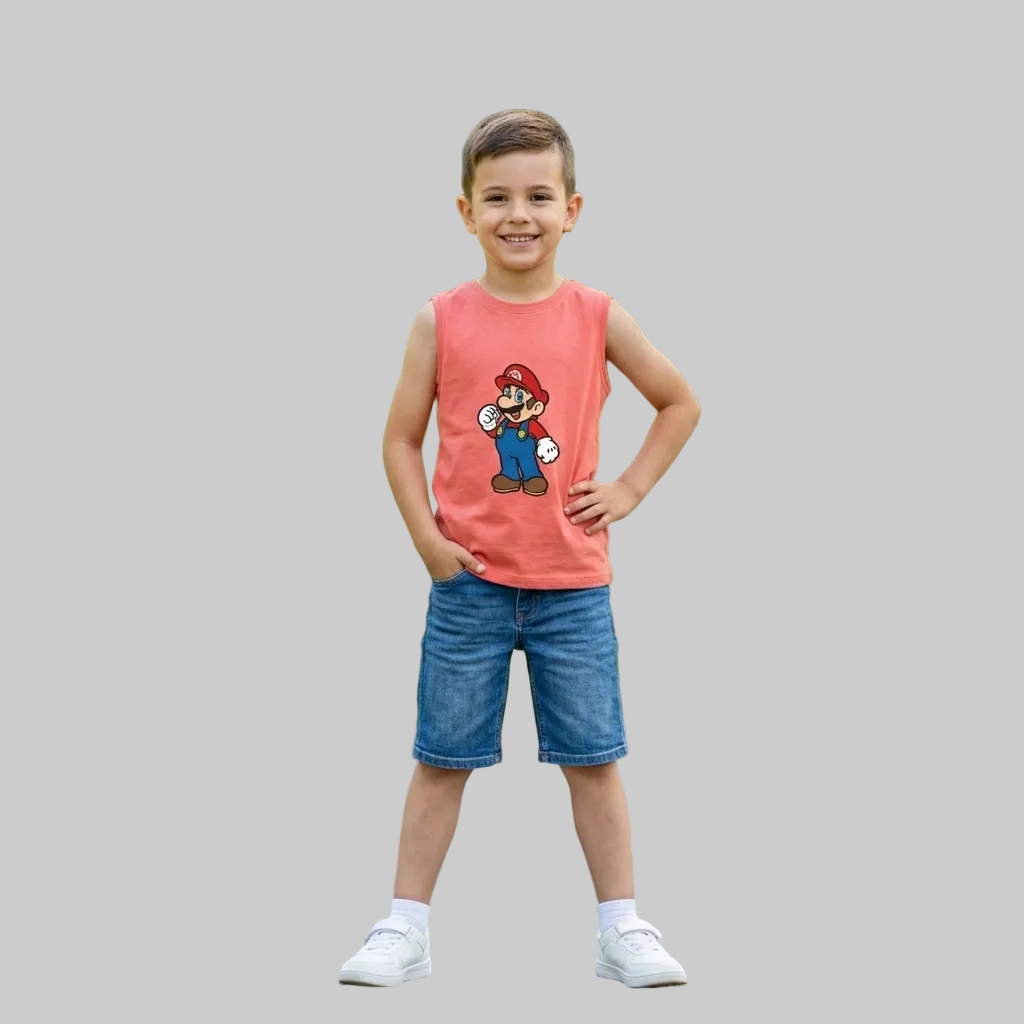 Coral Mario Sleeveless T- shirt
