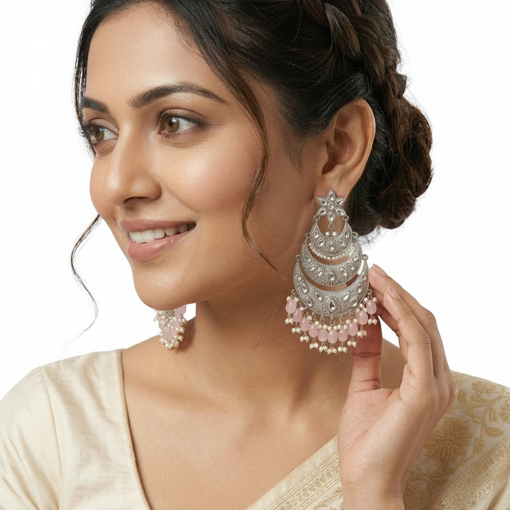 Blush Pink Chandbali Earrings
