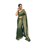 Emerald Charm Litchi Silk Saree