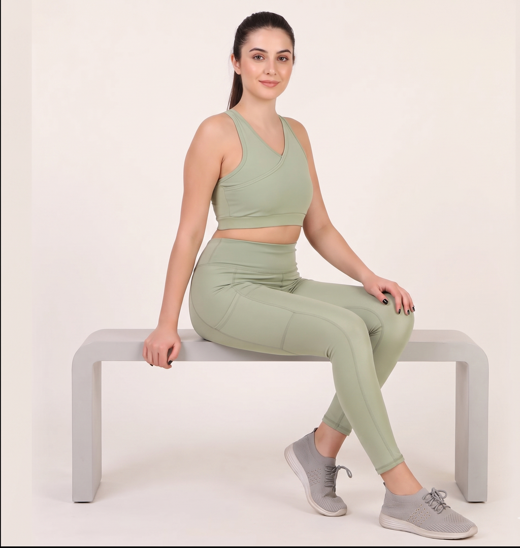 Sea Green Ankle length High Waisted Tights