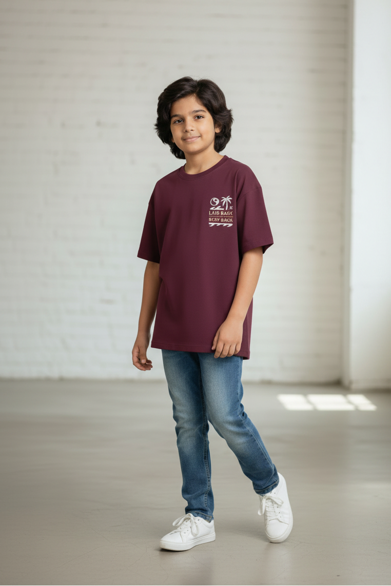 Oversize Fit Maroon T-Shirt