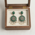 Teal Chandbali Earrings