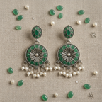 Teal Chandbali Earrings