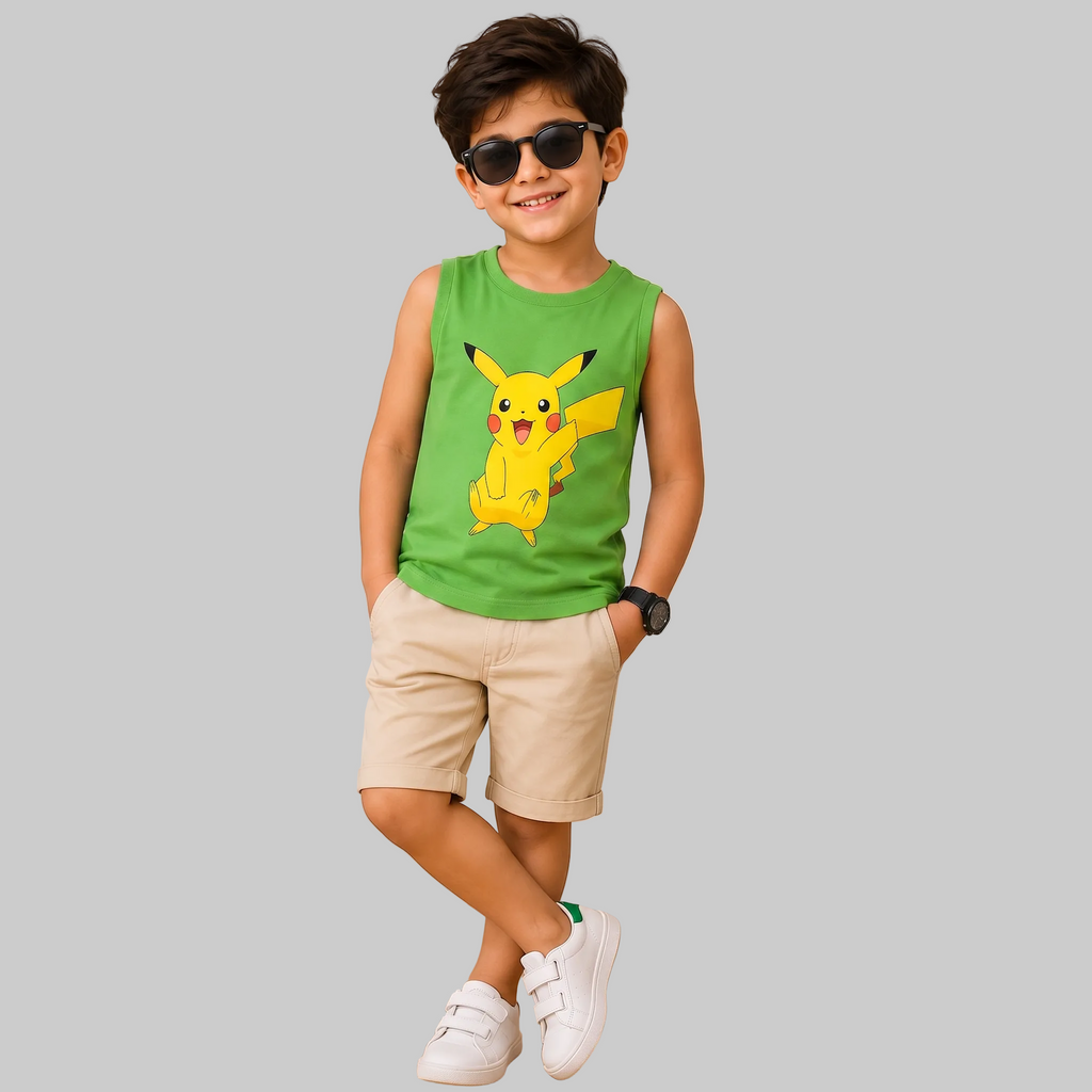 Green Pikachu Sleeveless T-shirt