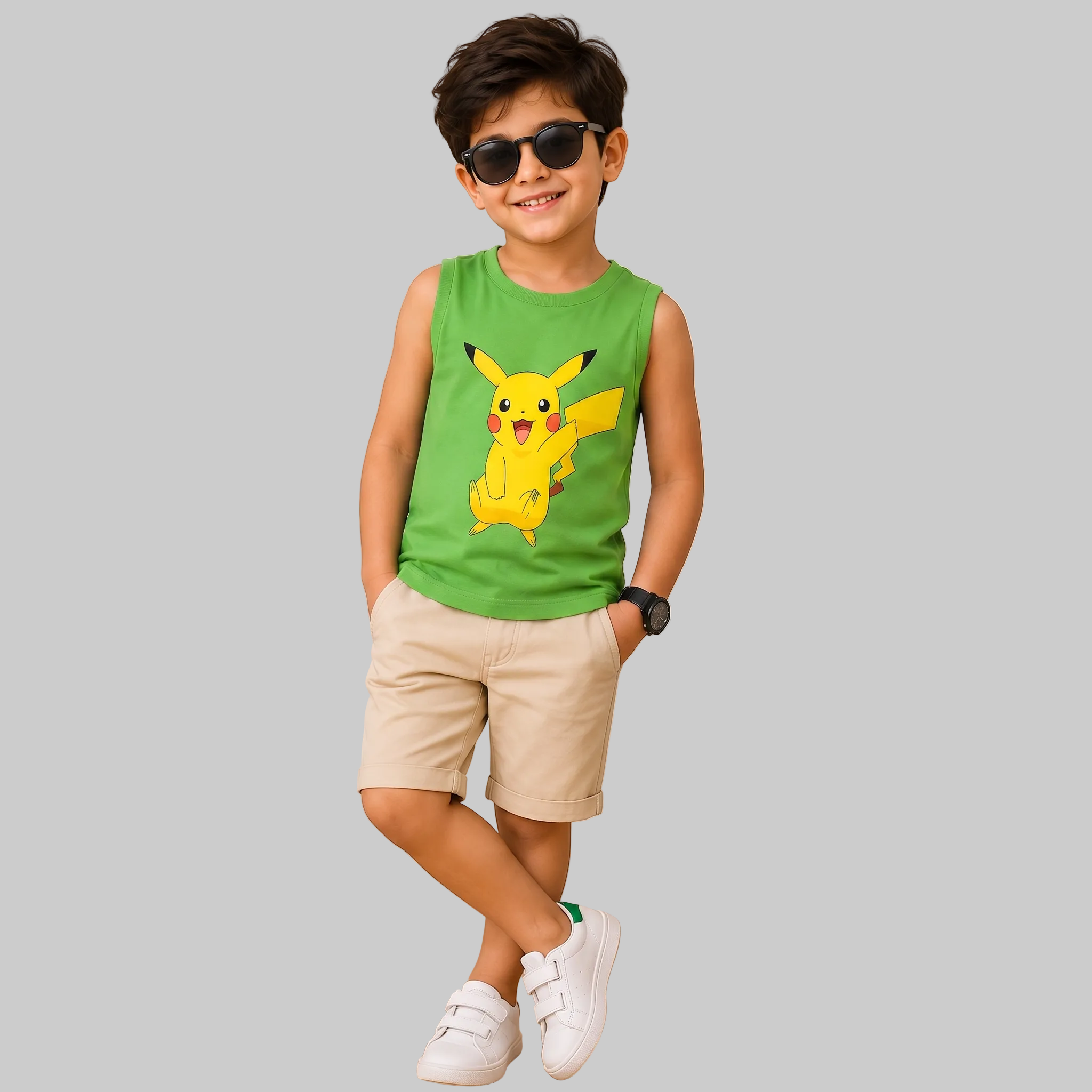 Green Pikachu Sleeveless T-shirt