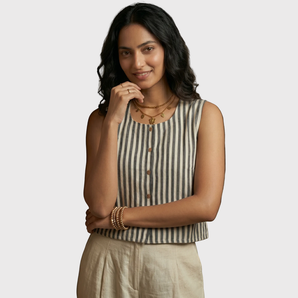 Striped Button-Down Top
