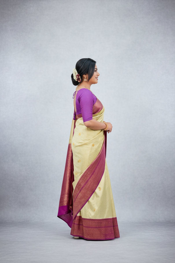 Lime Green and Magenta Saree