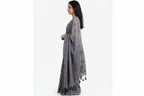 Misty Grey Linen Saree
