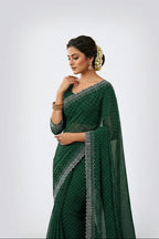 Green Georgette Stone Work Saree